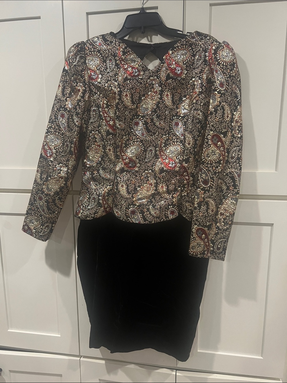 Vintage Scott McClintock x Talbots Metallic Paisley Velvet Dress size 14